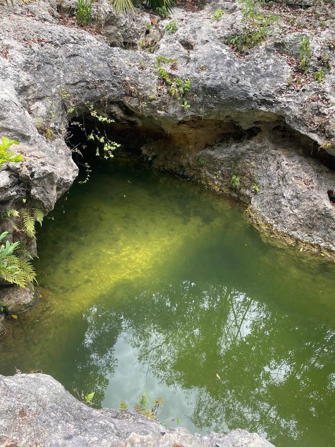 Cenote subterráneo bajo la roca